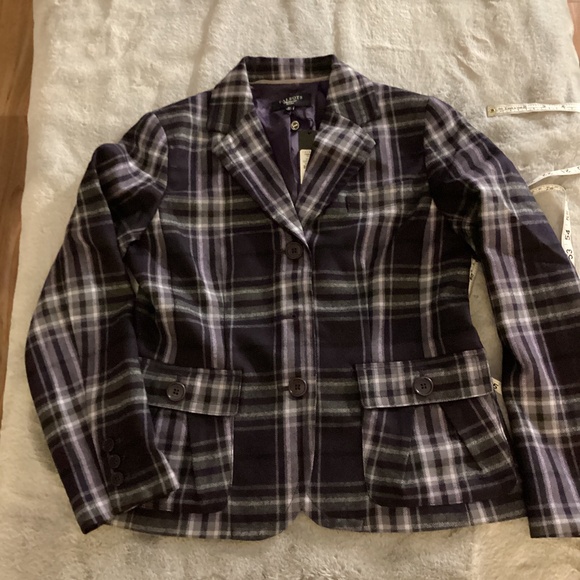 NWT Talbots purple plaid blazer size 8P - Picture 1 of 8